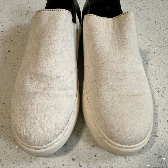 Free People Calf Hair Slip On Sneakers Leather Black White Size 9 - Picture 6 of 11